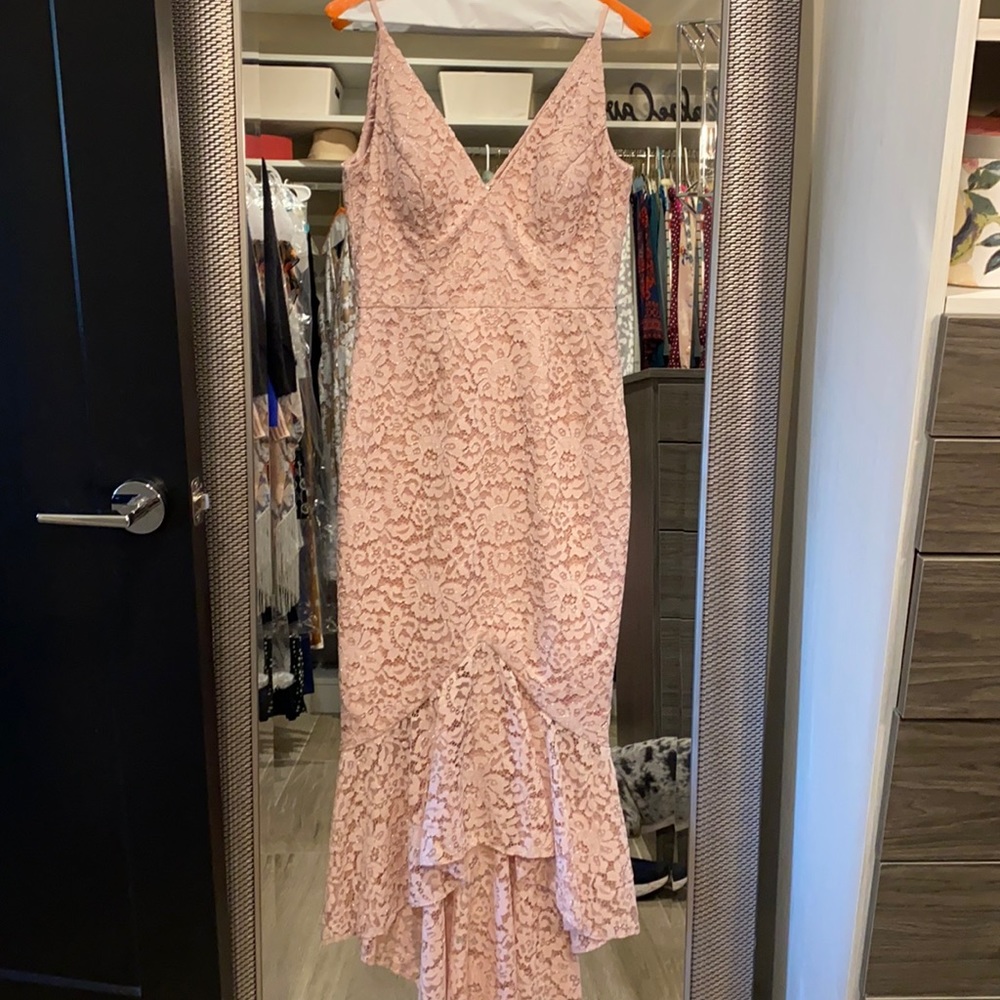 Eliza J pink lace with silver threads
